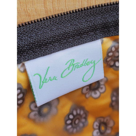 Vera Bradley Womens Yellow Bird Cosmetic Bag Case Floral Zipper 6''x 5'' - Picture 7 of 8